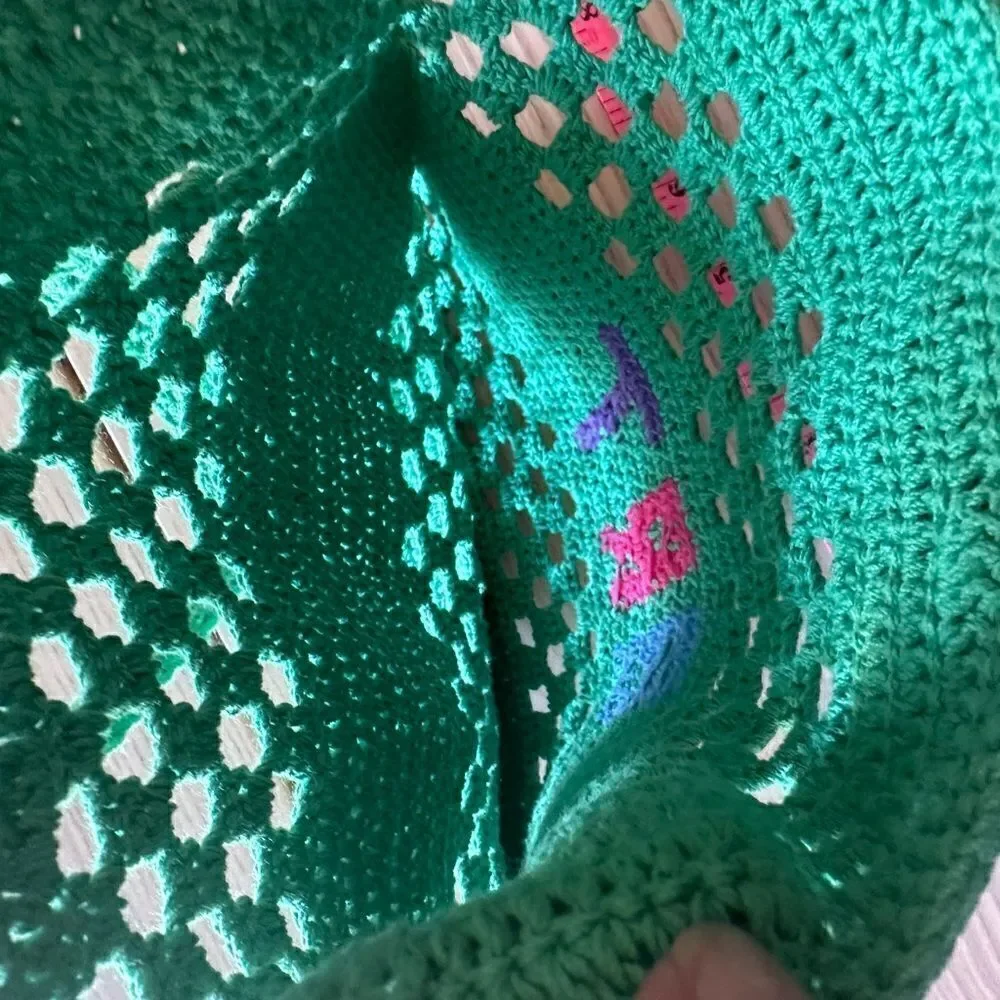 Venessa Arizaga Art Crochet Tote in Green NWOT